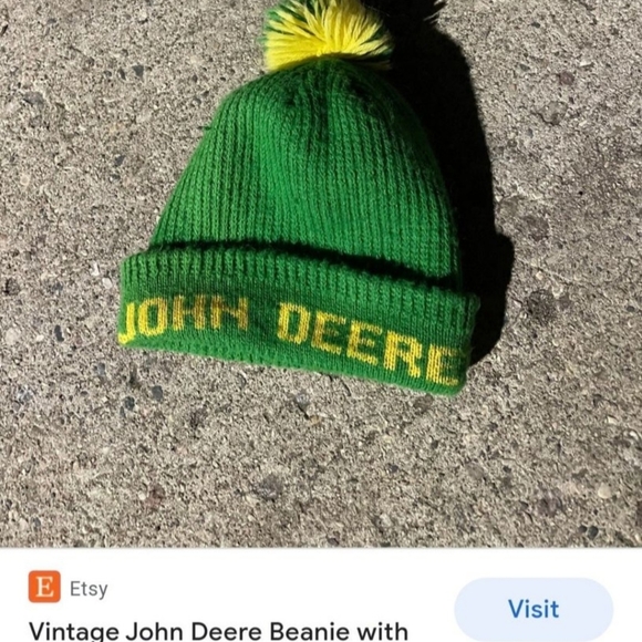 ☆RARE☆ 1970'S Vintage John Deere hat with pom pom - Picture 3 of 3